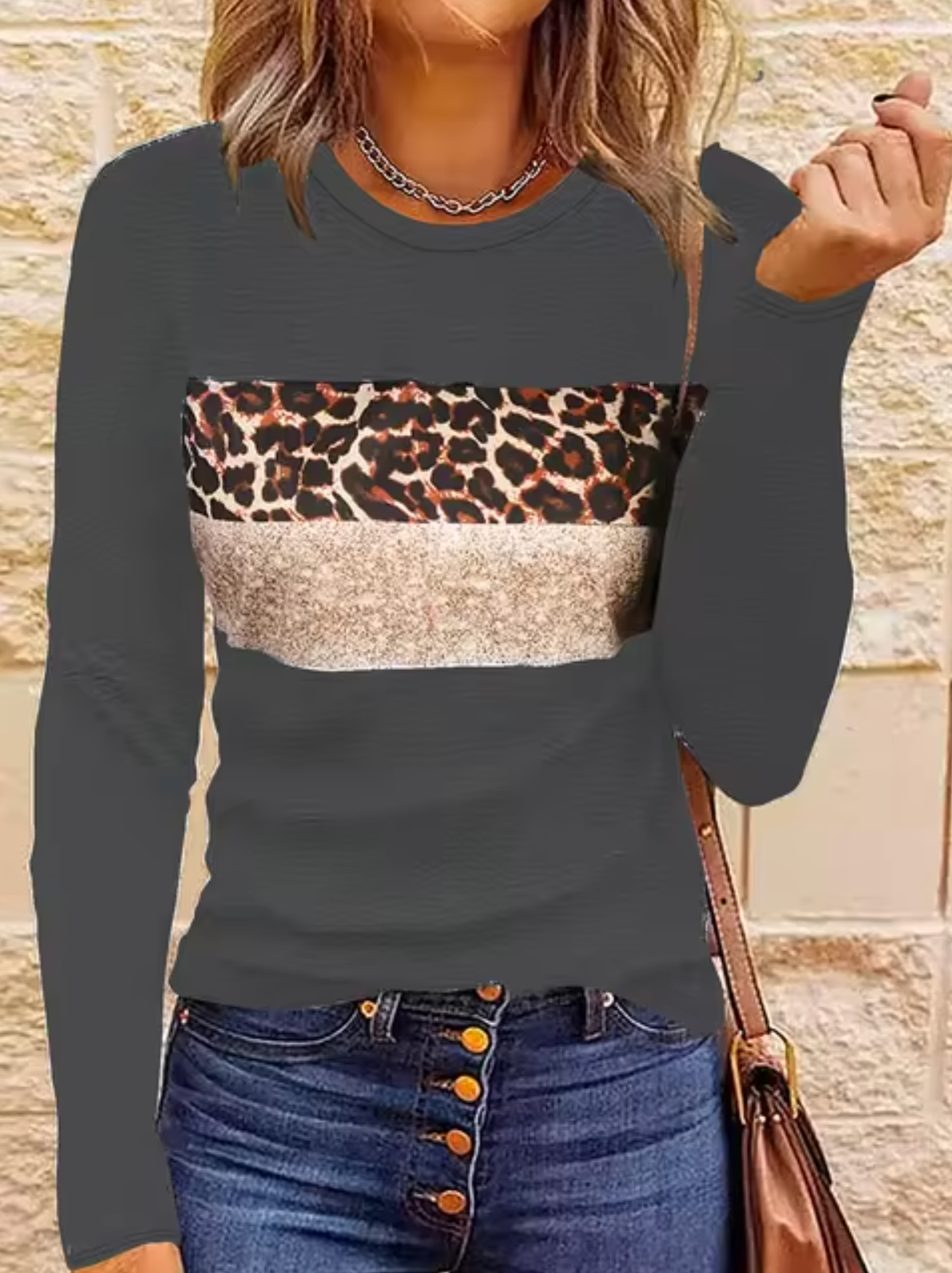 Rosario | Long sleeve leopard print t-shirt