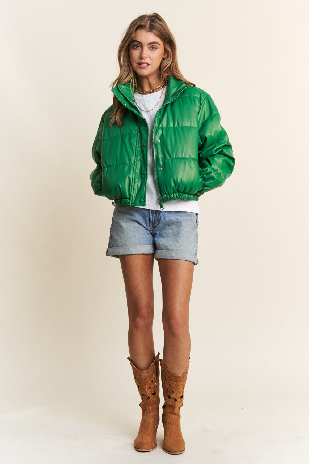 Carmen | J.NNA Popper Zip Turtleneck Short Puff Jacket