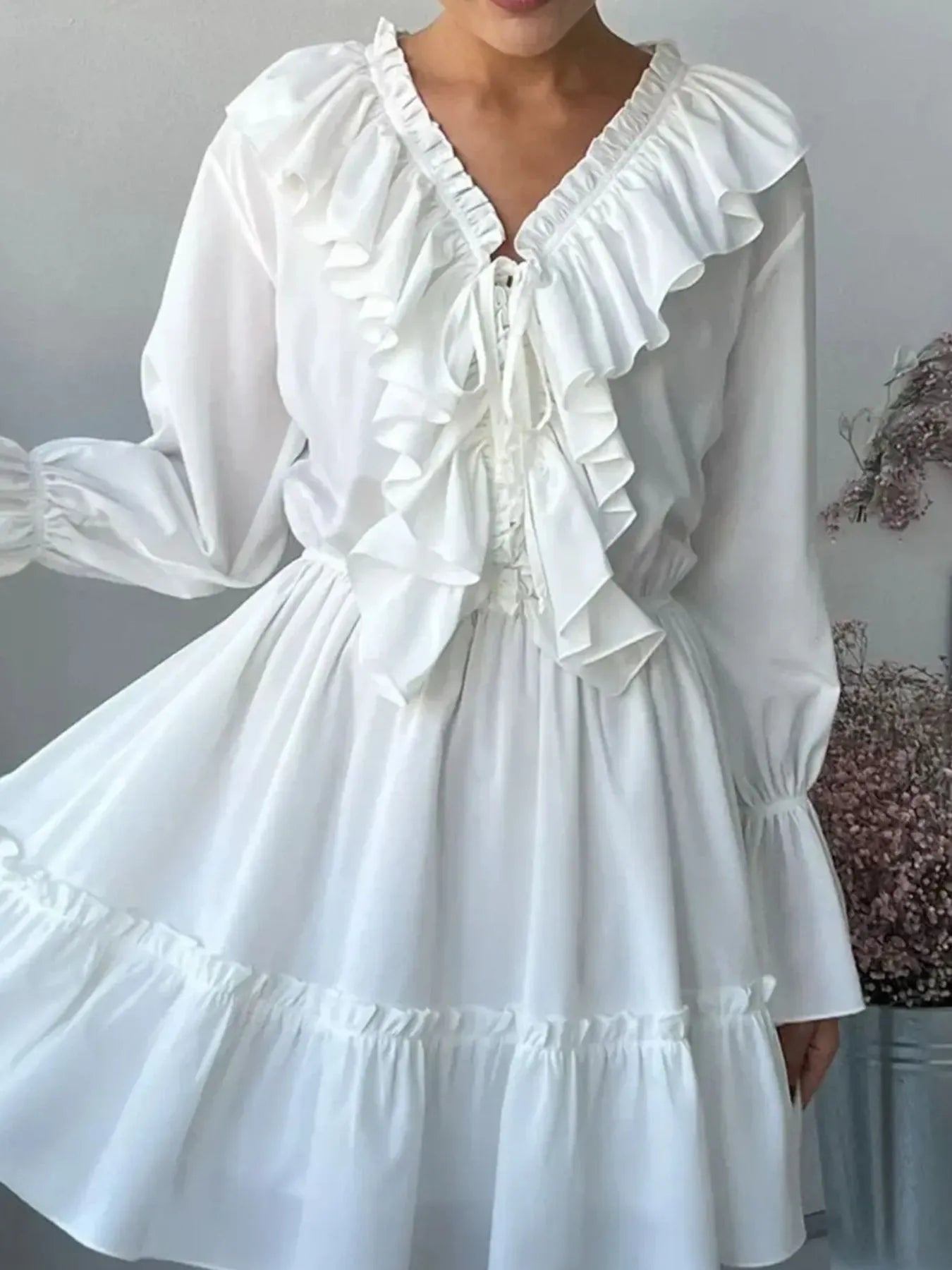 Martina® | Elegant Long-Sleeved Mini Dress With Ruffle