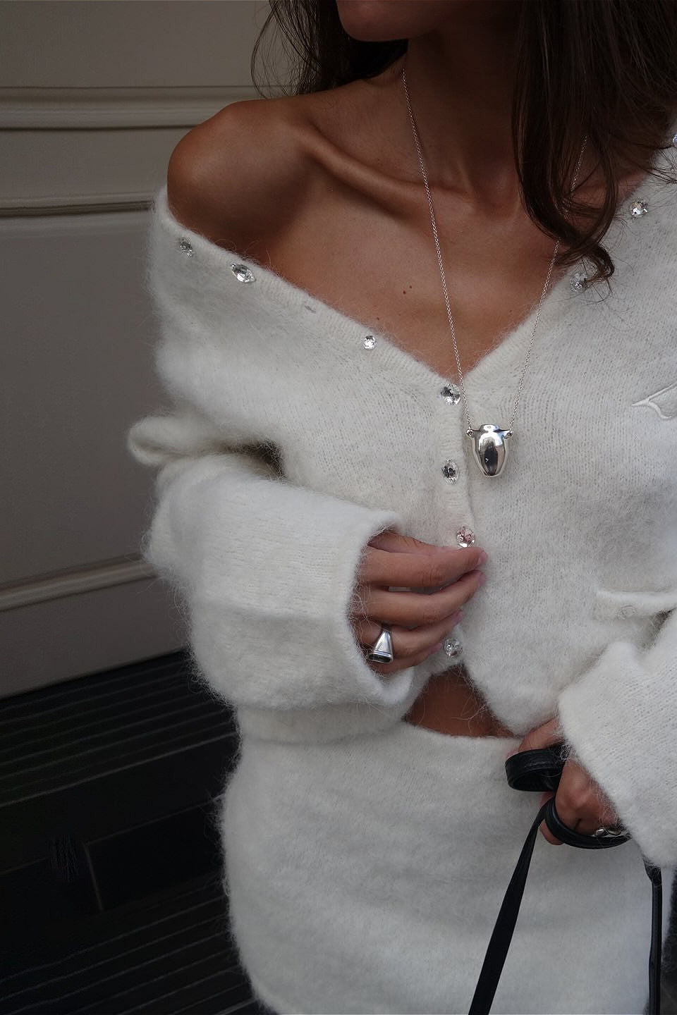 Elegant Ribbed Knit Two Piece Skirt Set