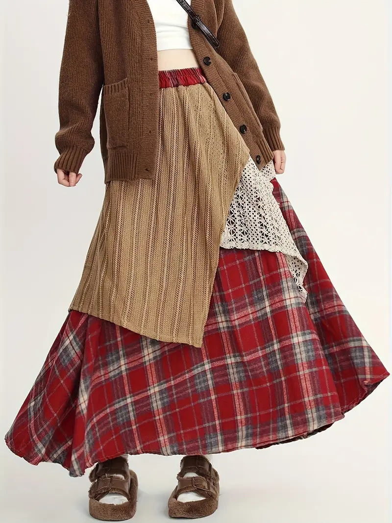Martina® | Long Boho-Style Plaid Skirt