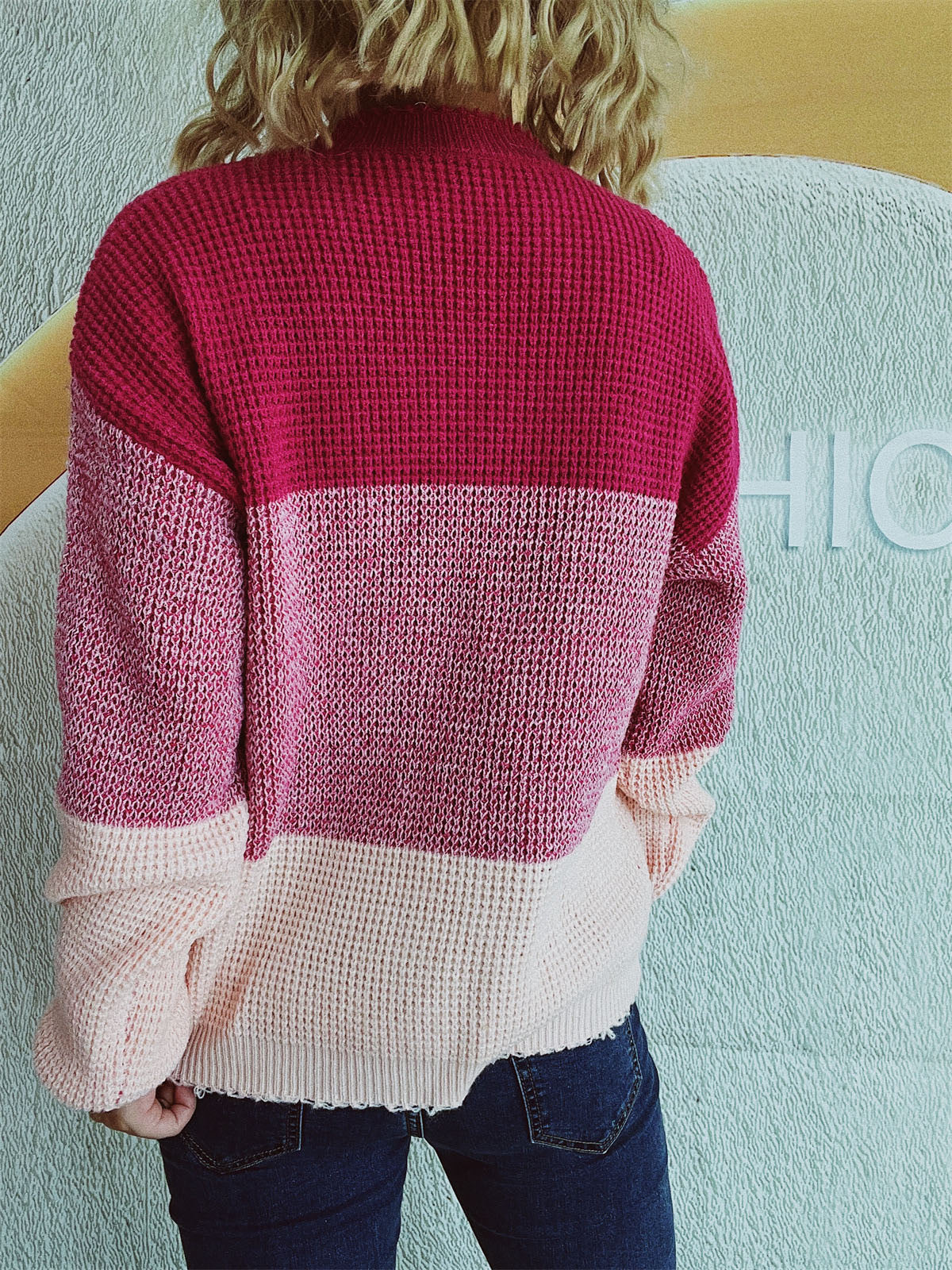 Emilie | Long sleeve sweater with a color block design
