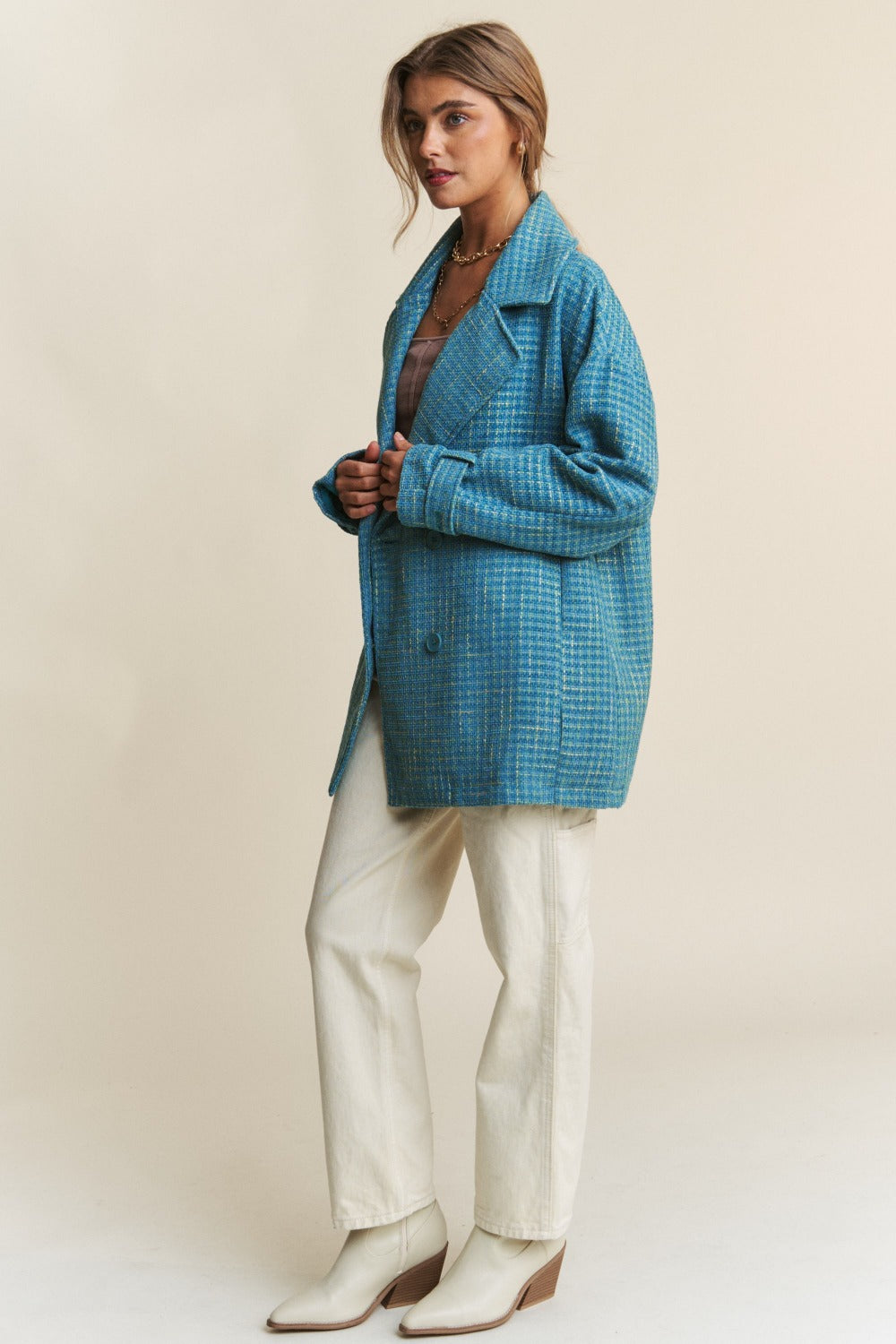 Gabriele | Double-breasted tweed coat with long sleeves
