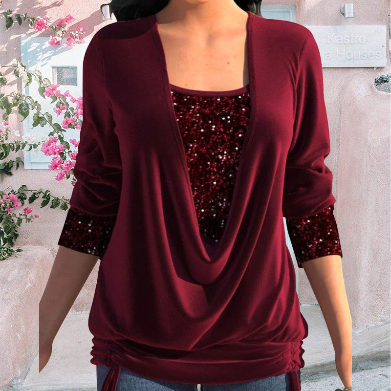Buce® | Women'S Blouse Long Sleeves And Sequins, Elegant And Comfortable Fit