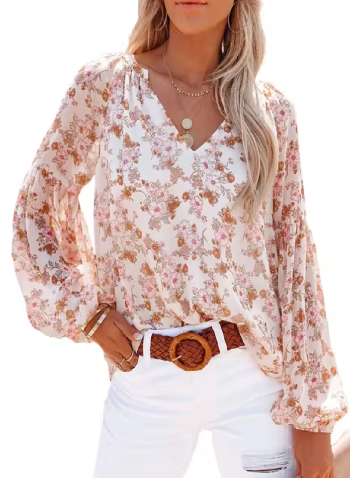 Ellie® | Floral Print Chiffon Blouse
