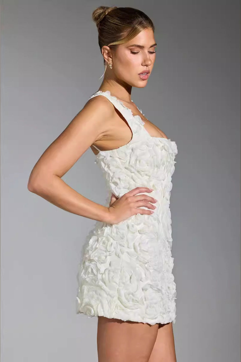 Rebeca® | Corset Mini Dress With Floral Appliqué In White