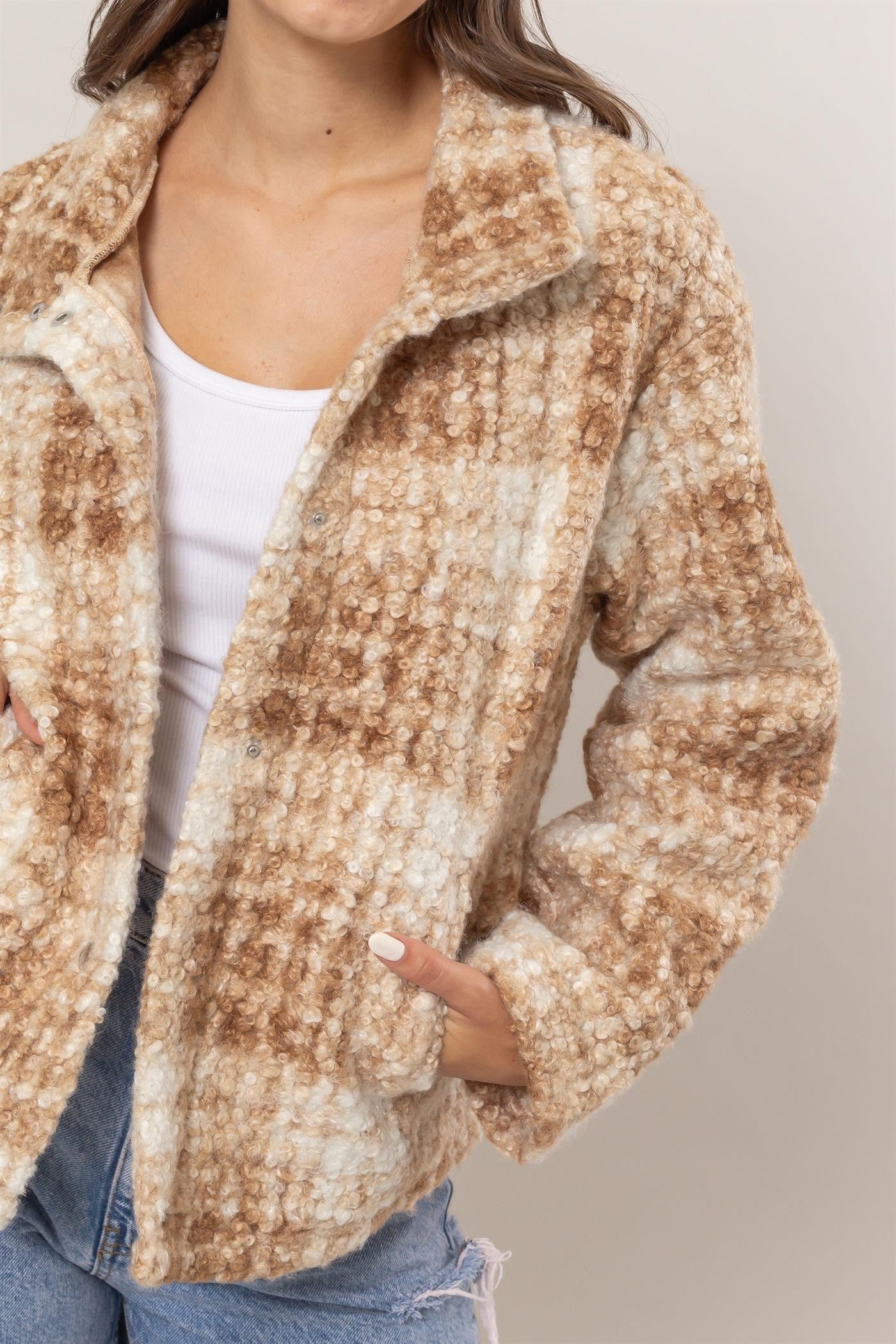 Nancy | Checked bouclé jacket with collar and pockets