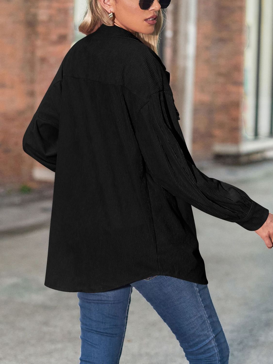Eva | Long sleeve shirt with buttoned collar and collar