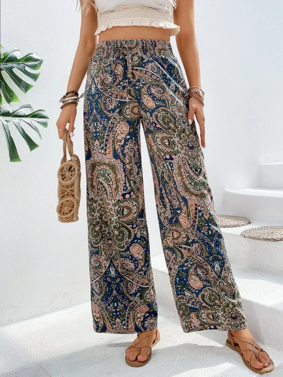 Rowan® | Elegant Printed Wide-Leg Trousers