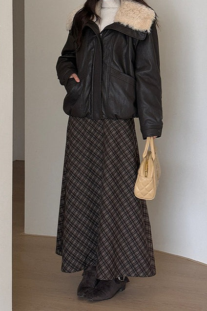 Retro Plaid High-Waist Skirt