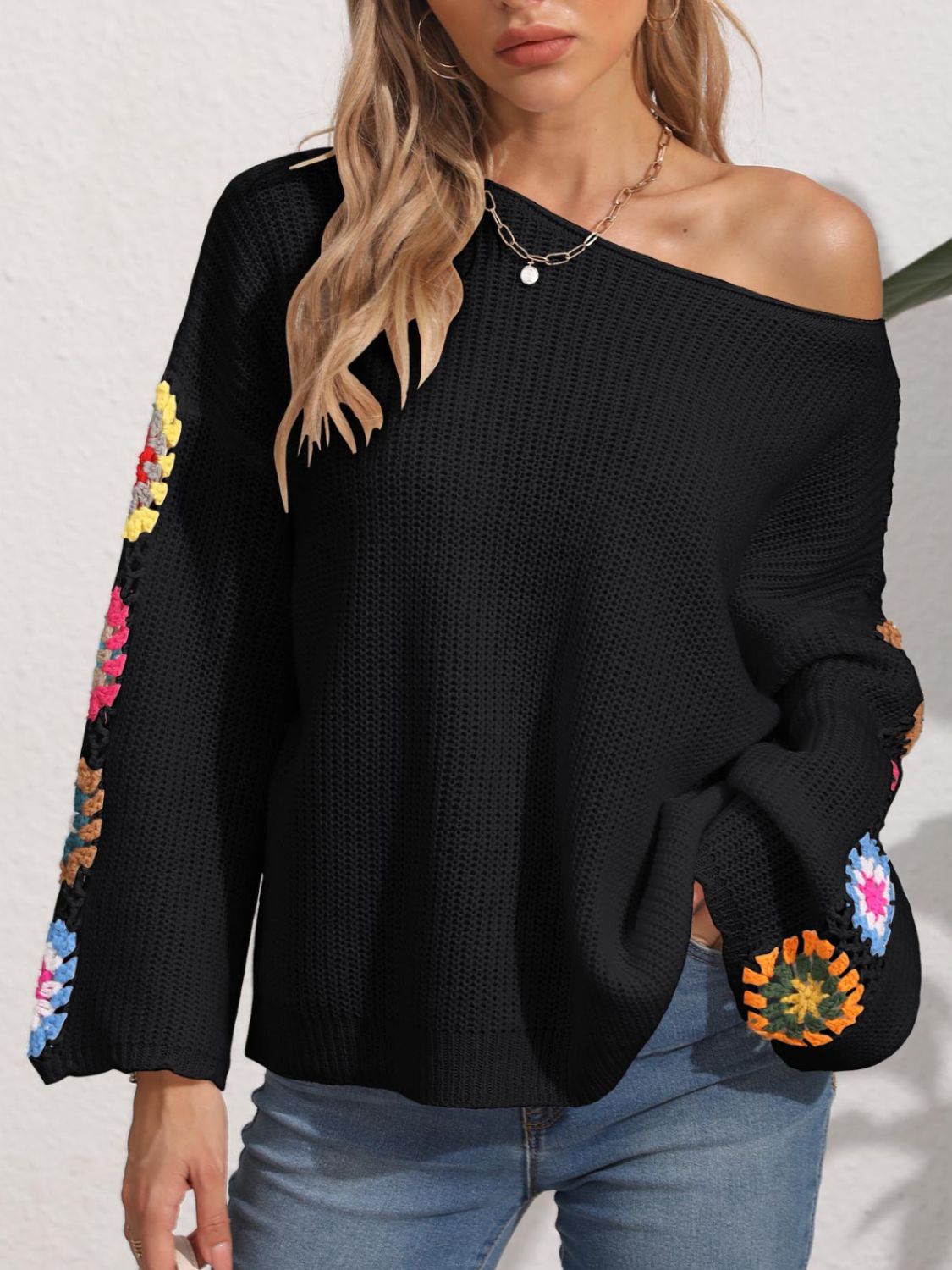 Elsa | Crochet floral long sleeve sweater