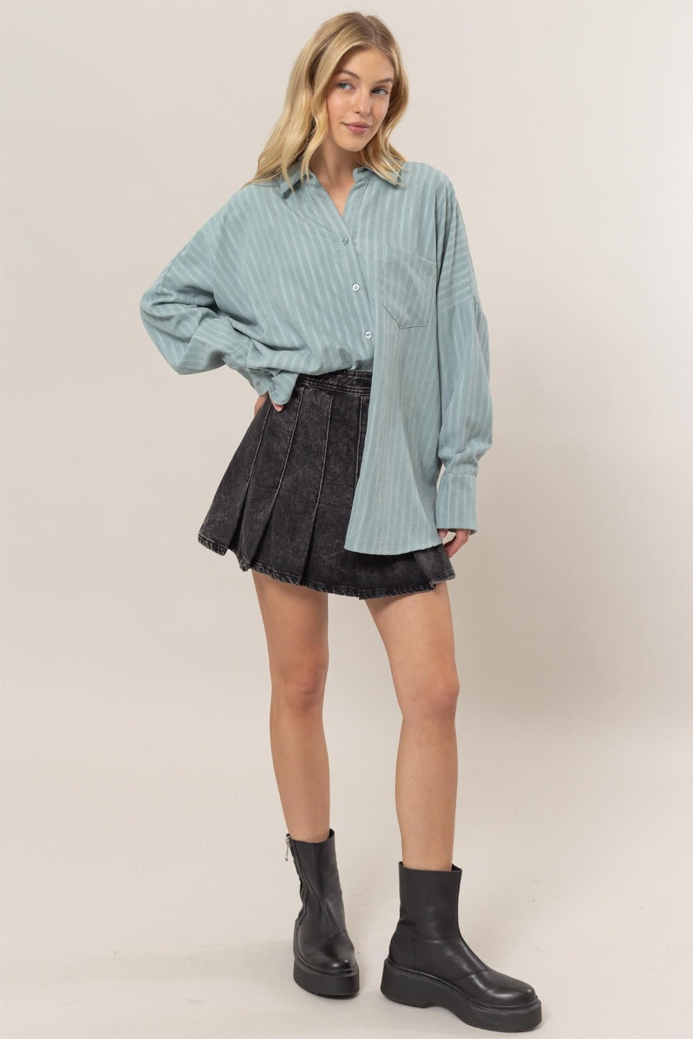 Therese | Striped long sleeve oversized button down shirt