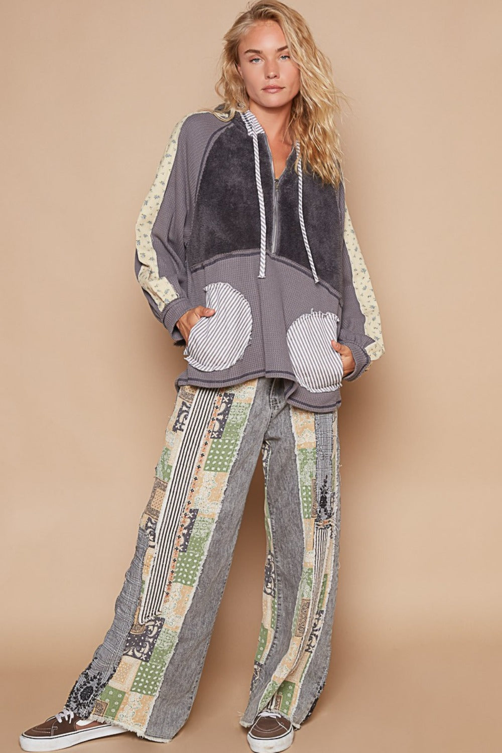 Marlene | Half zip hoodie with fleece blend star patch on the back
