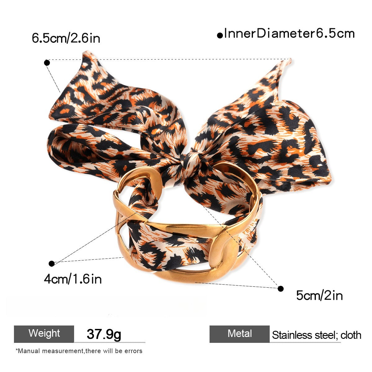 Stainless Steel Hollow Fabric Open Bracelet