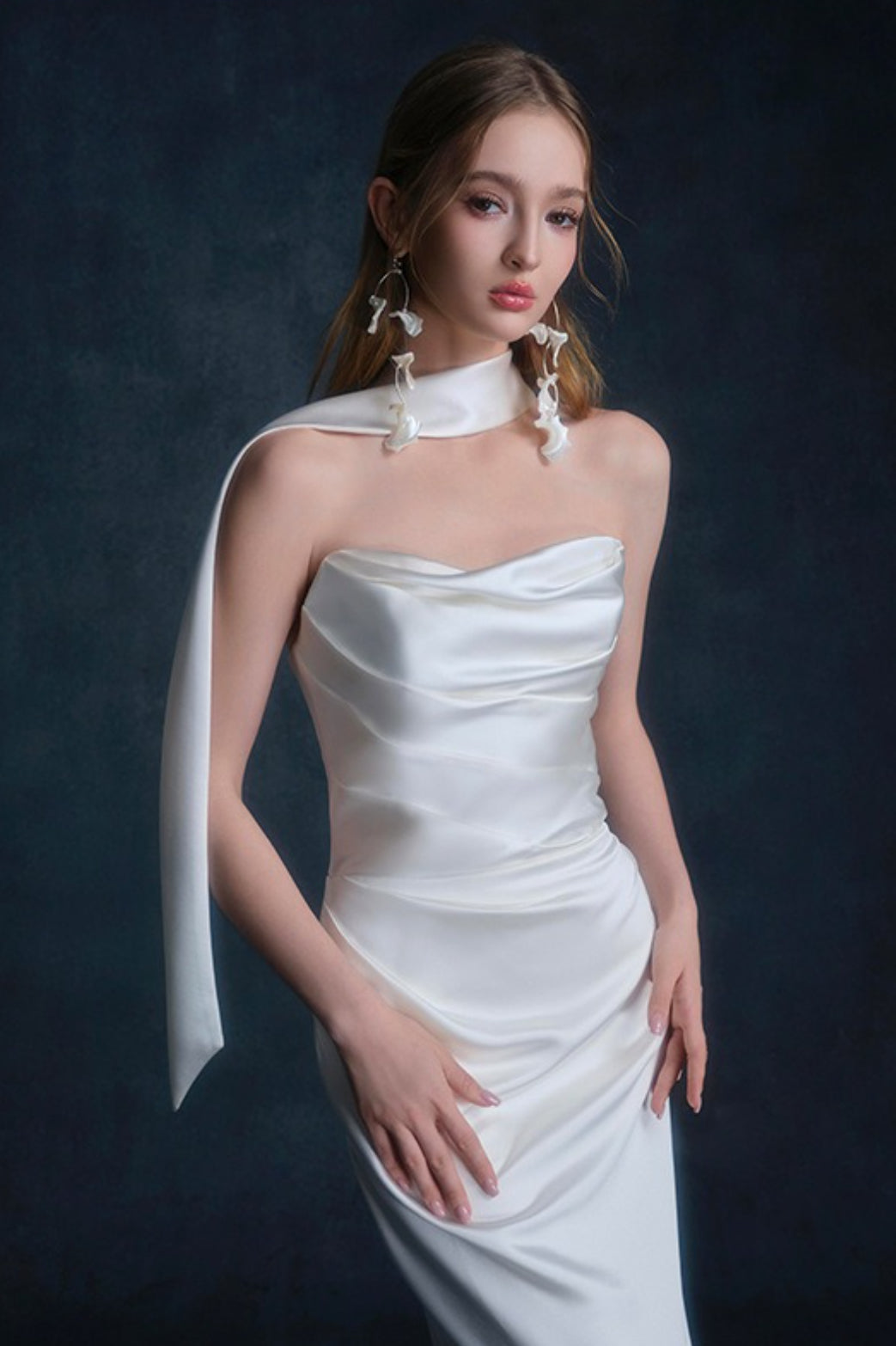 Satin Minimalist Bandeau Mermaid Reception Dress