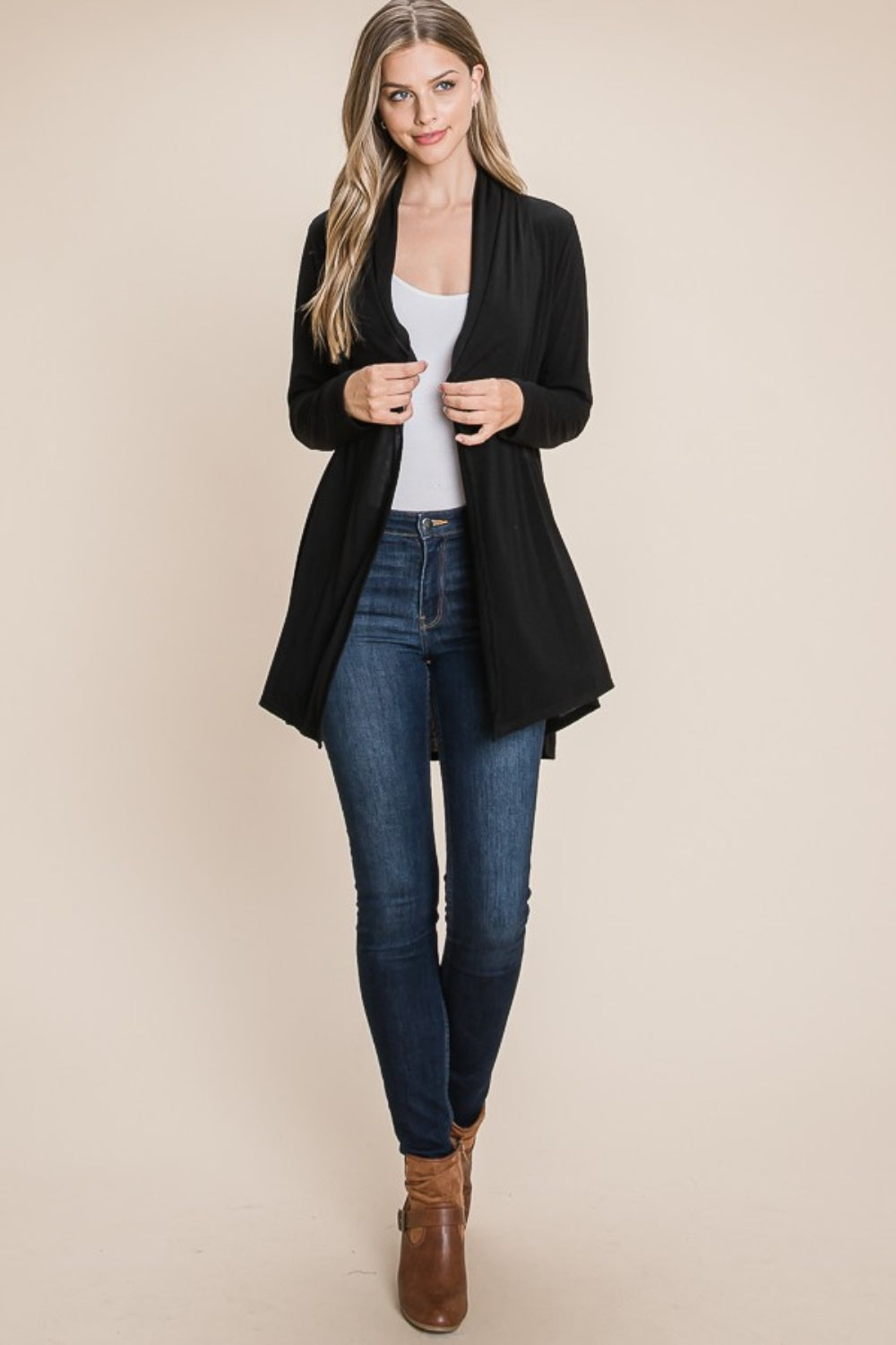 Fatima | Long sleeve open front cardigan