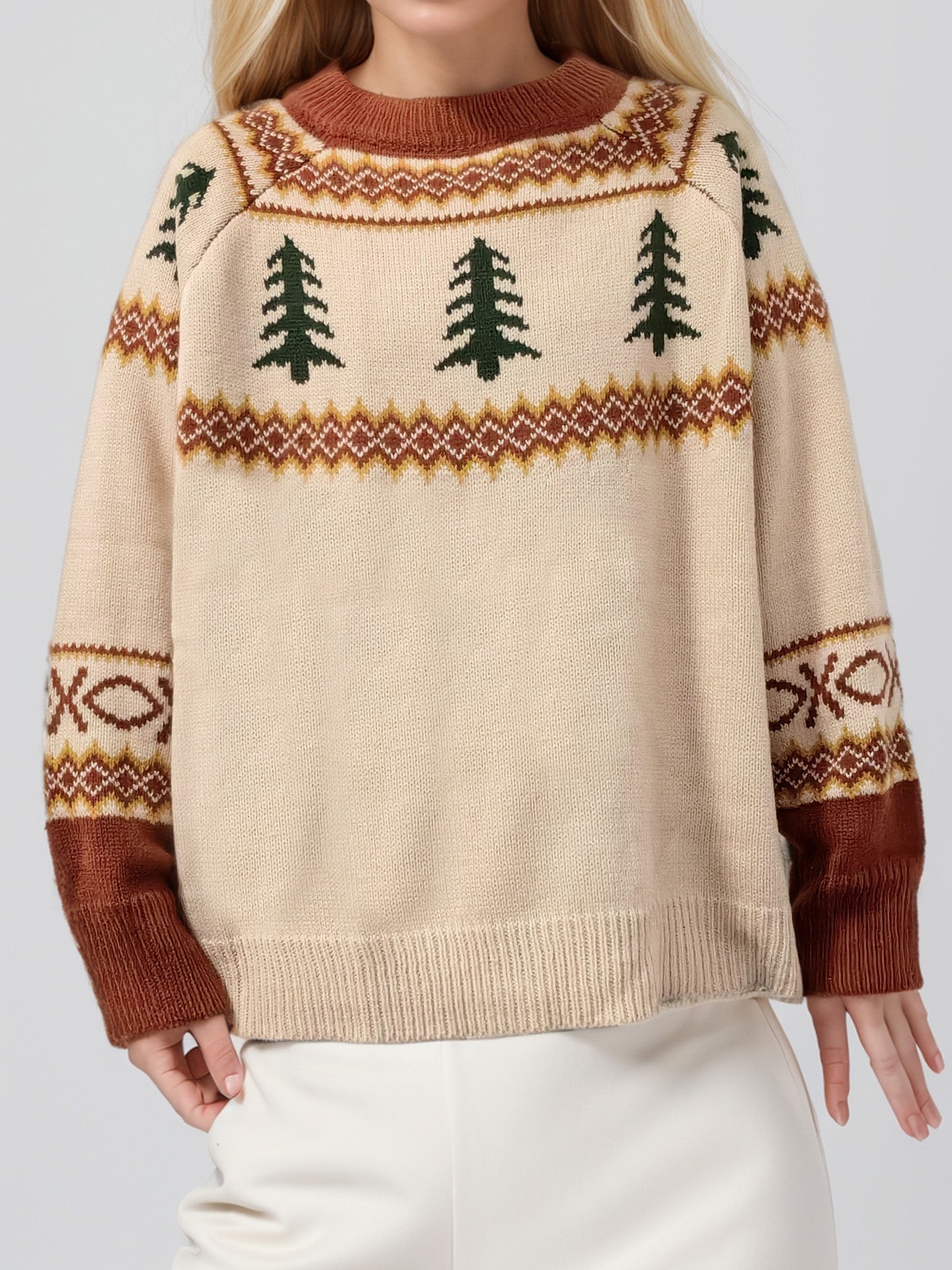 Katja | Graphic crew neck long sleeve sweater
