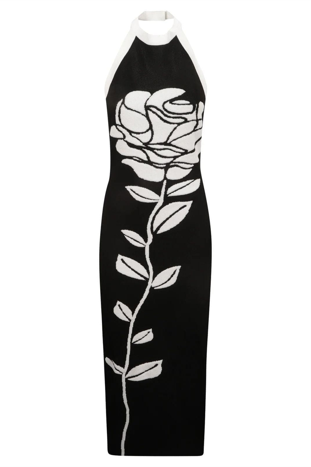 Nina® | Halterneck Floral Knit Midi Dress With Open Back