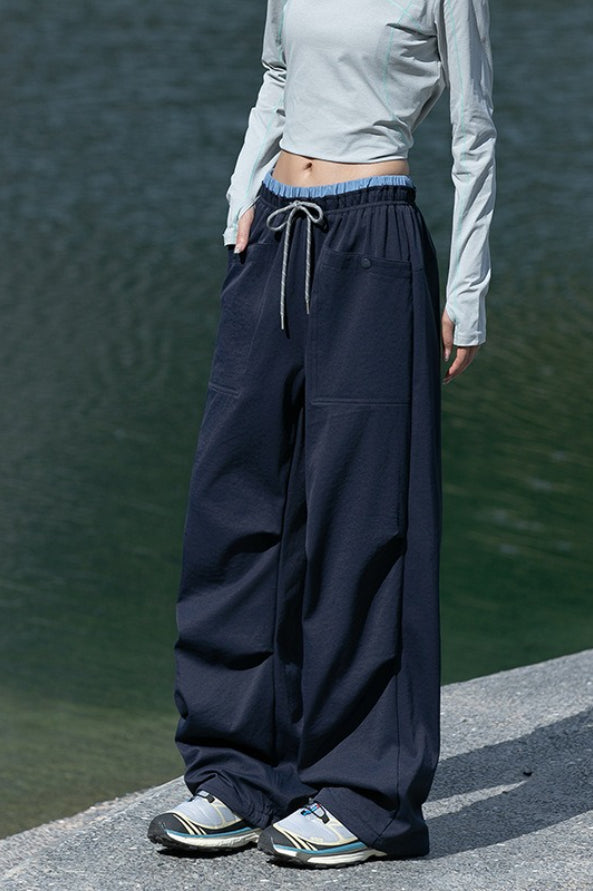 Quick Dry Cargo Wide Leg Cuffed Pants