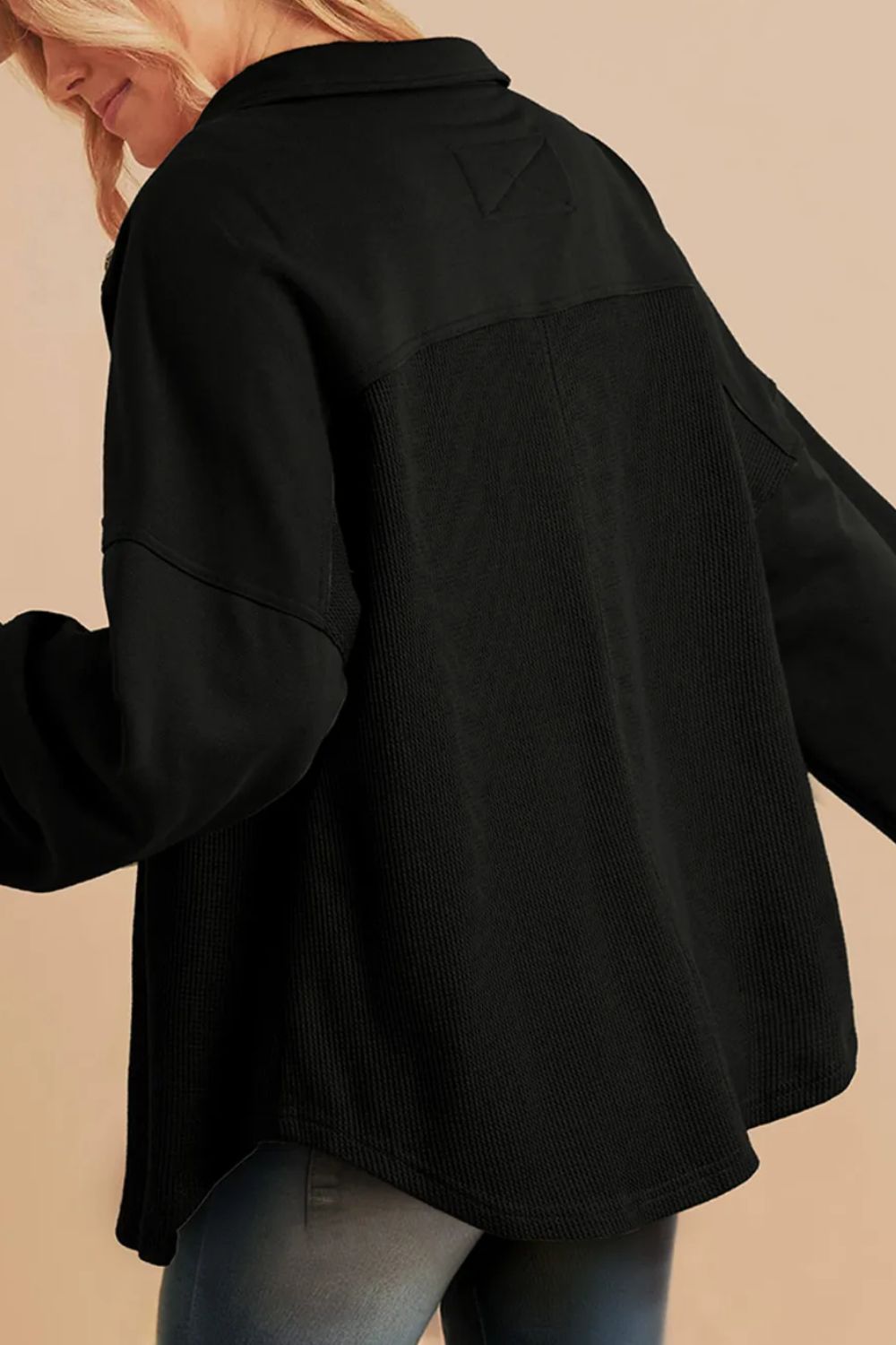 Renee | Waffle knit long sleeve jacket with collar
