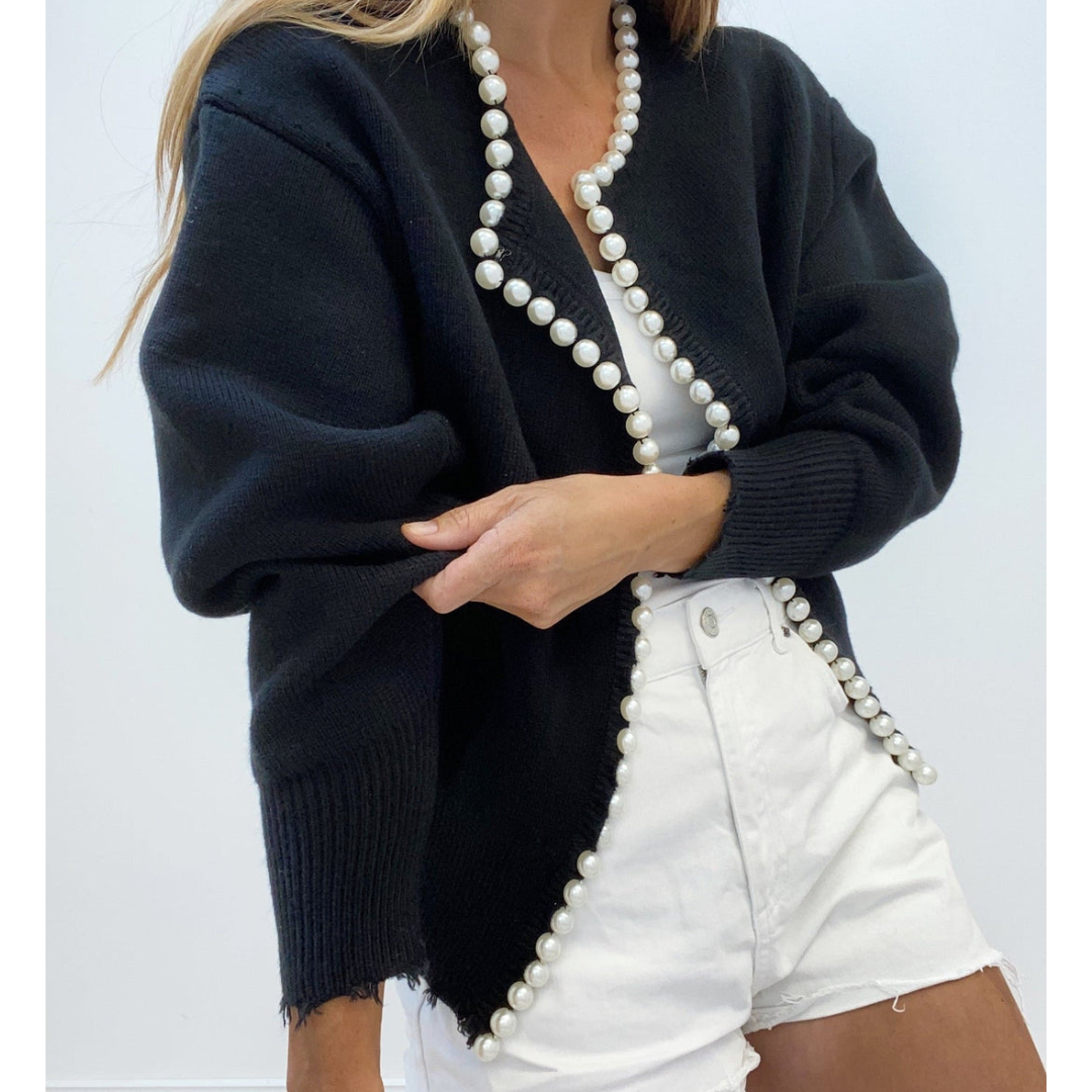 Krista | Elegant women's pearl cardigan Caliente