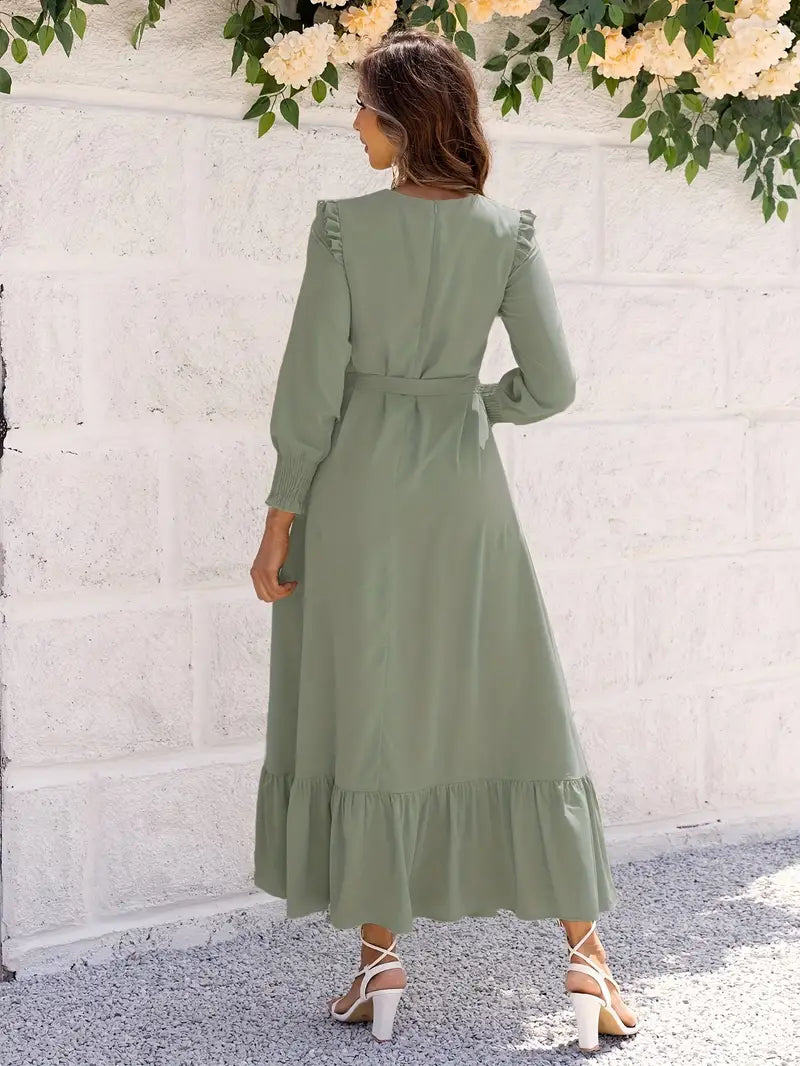 Elvia® | Women'S Belted And Flounced Maxi Dress