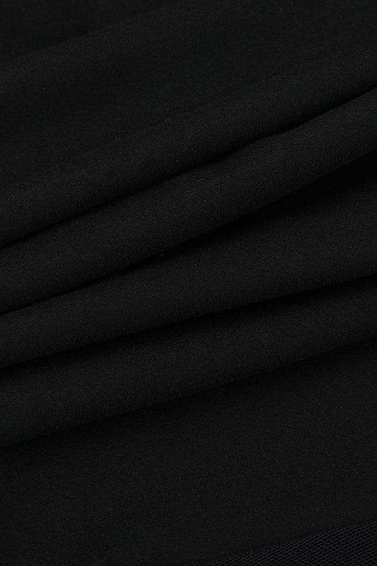 Ruched Mesh Panel Strapless Sheer Maxi Dress