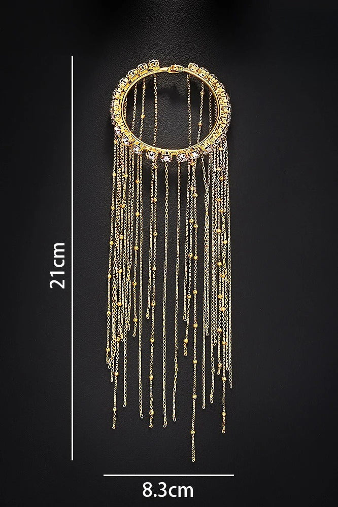 Full Rhinestone Copper Bead Tassel Bracelet