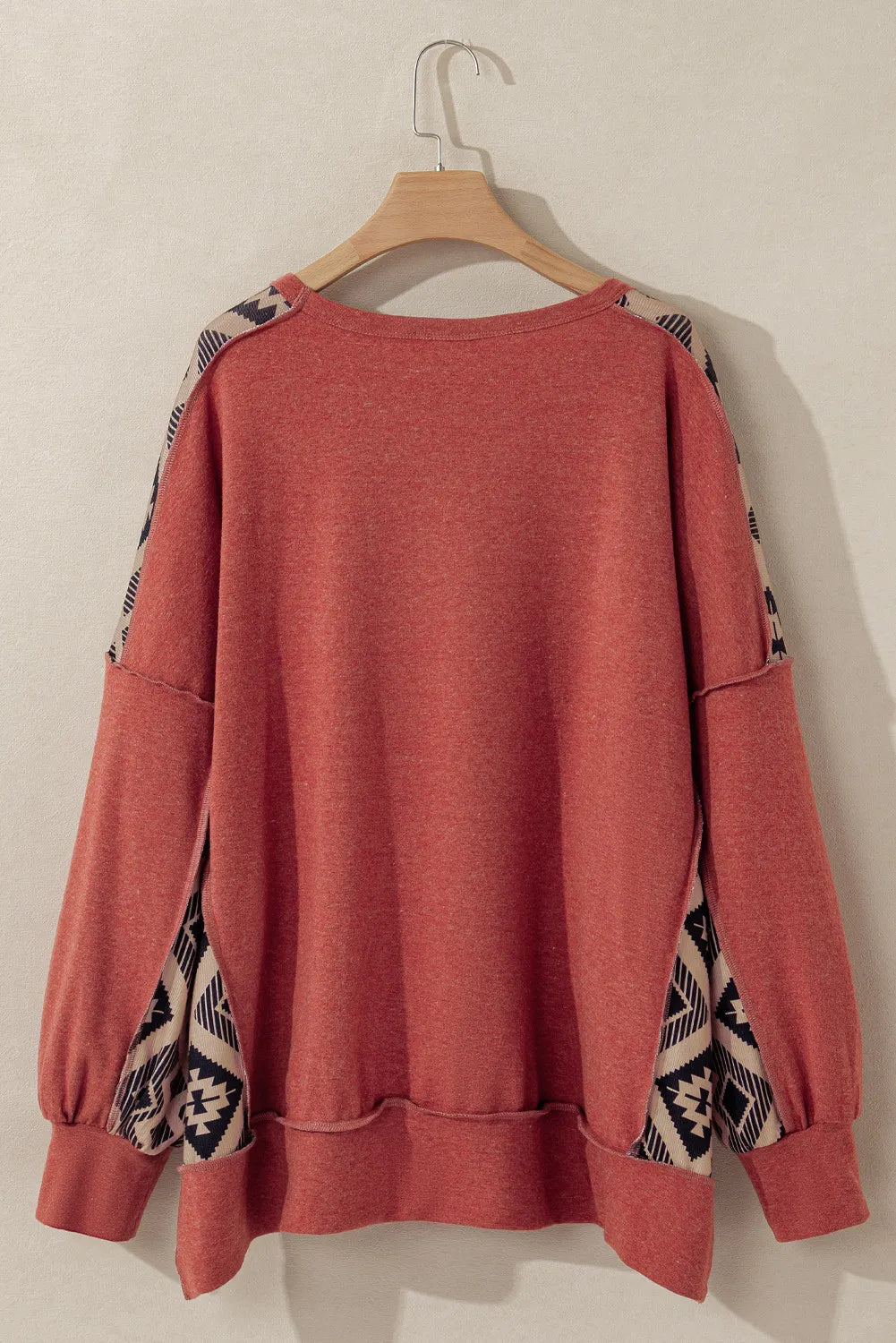 Yvonne | Oversized long sleeve geometric crew neck sweatshirt