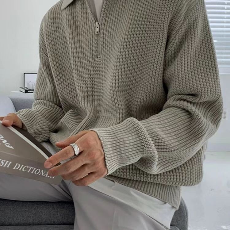 Saul | Men's Quarter-Zip Ribbed Knit Sweater