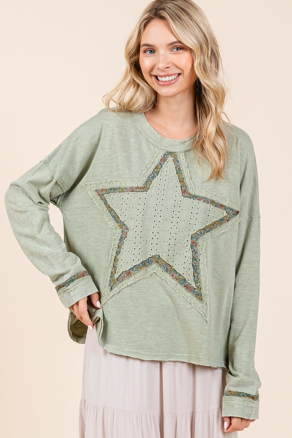 Francisca | Mittoshop Mineral Wash Star Patch long sleeve t-shirt