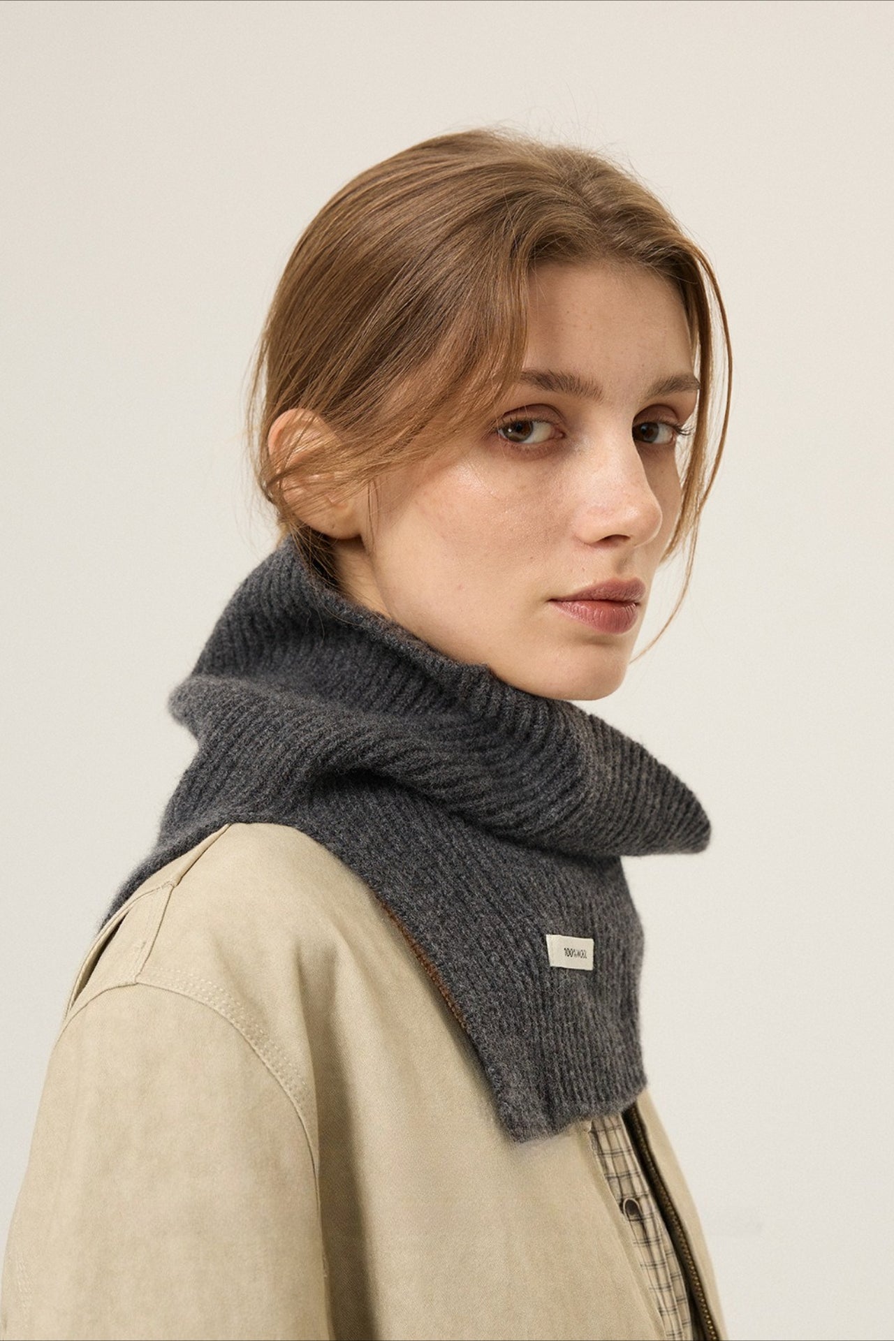 100% Wool Knitted Layered Split Scarf