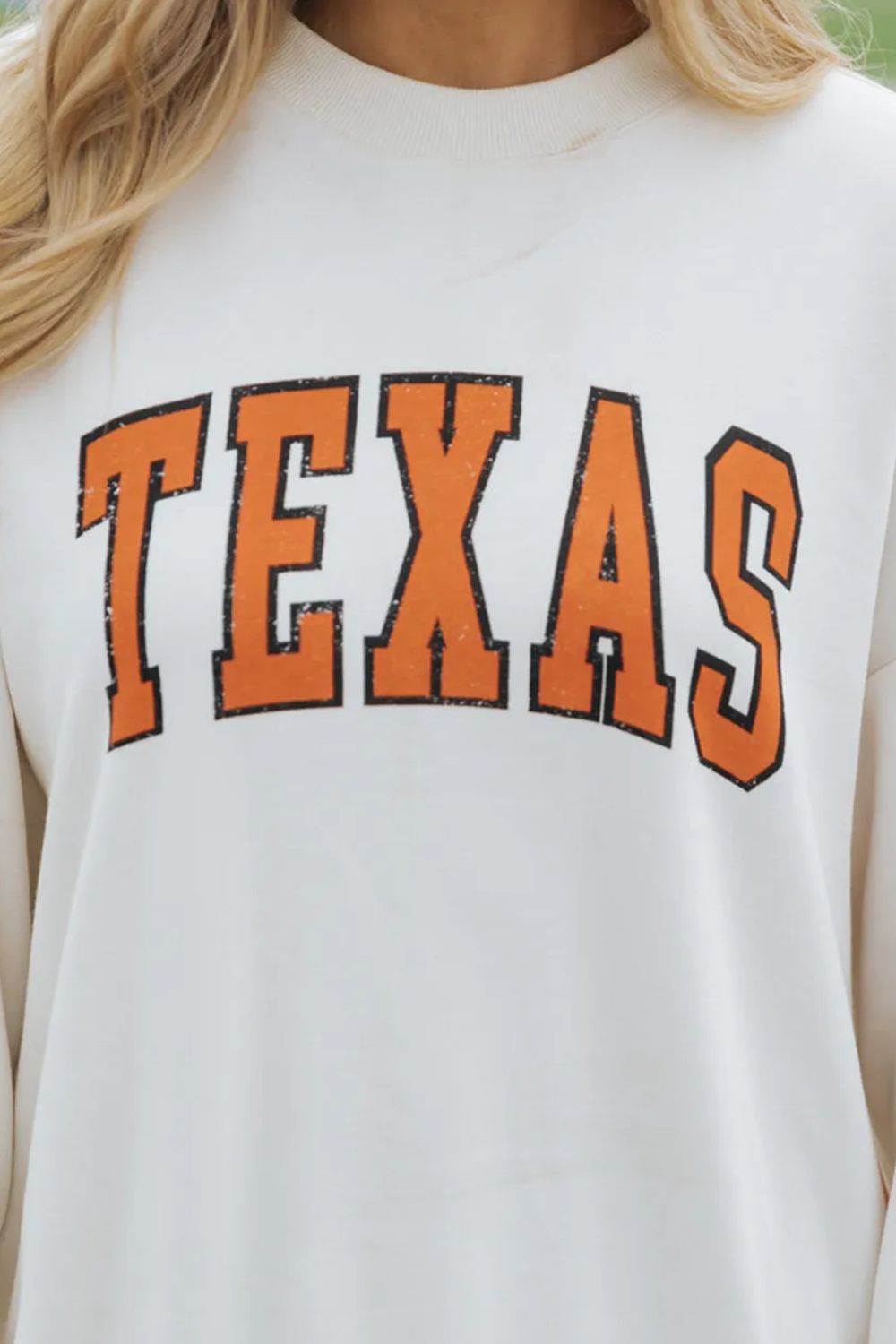 Evelyn | TEXAS crew neck sweatshirt with low shoulders