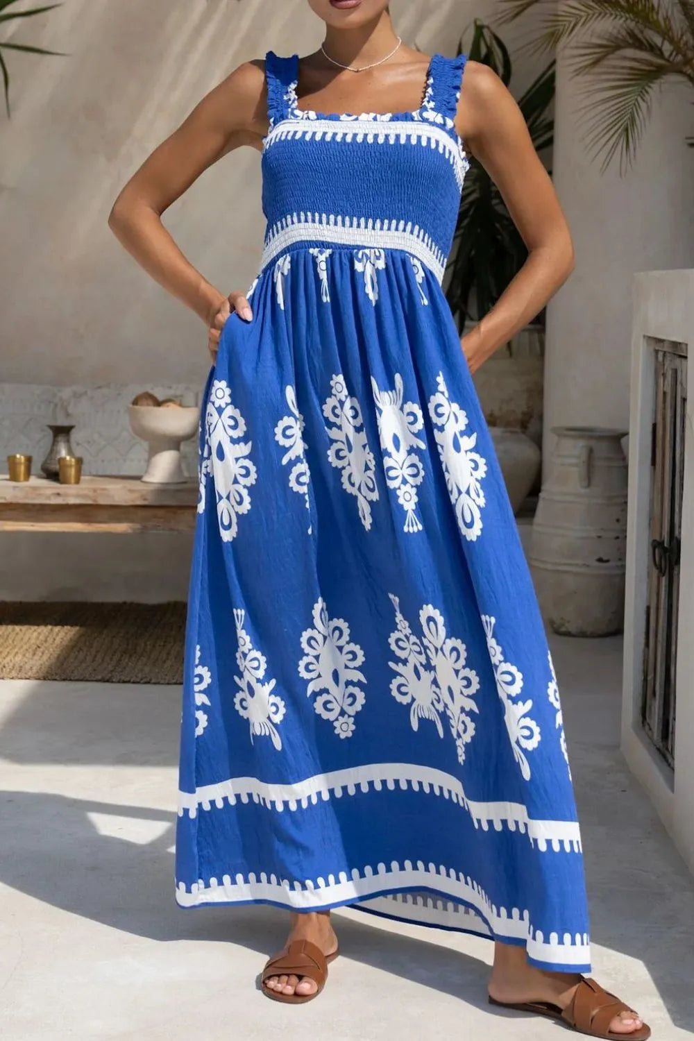 Zelma® | Elegant Sleeveless Printed Maxi Dress