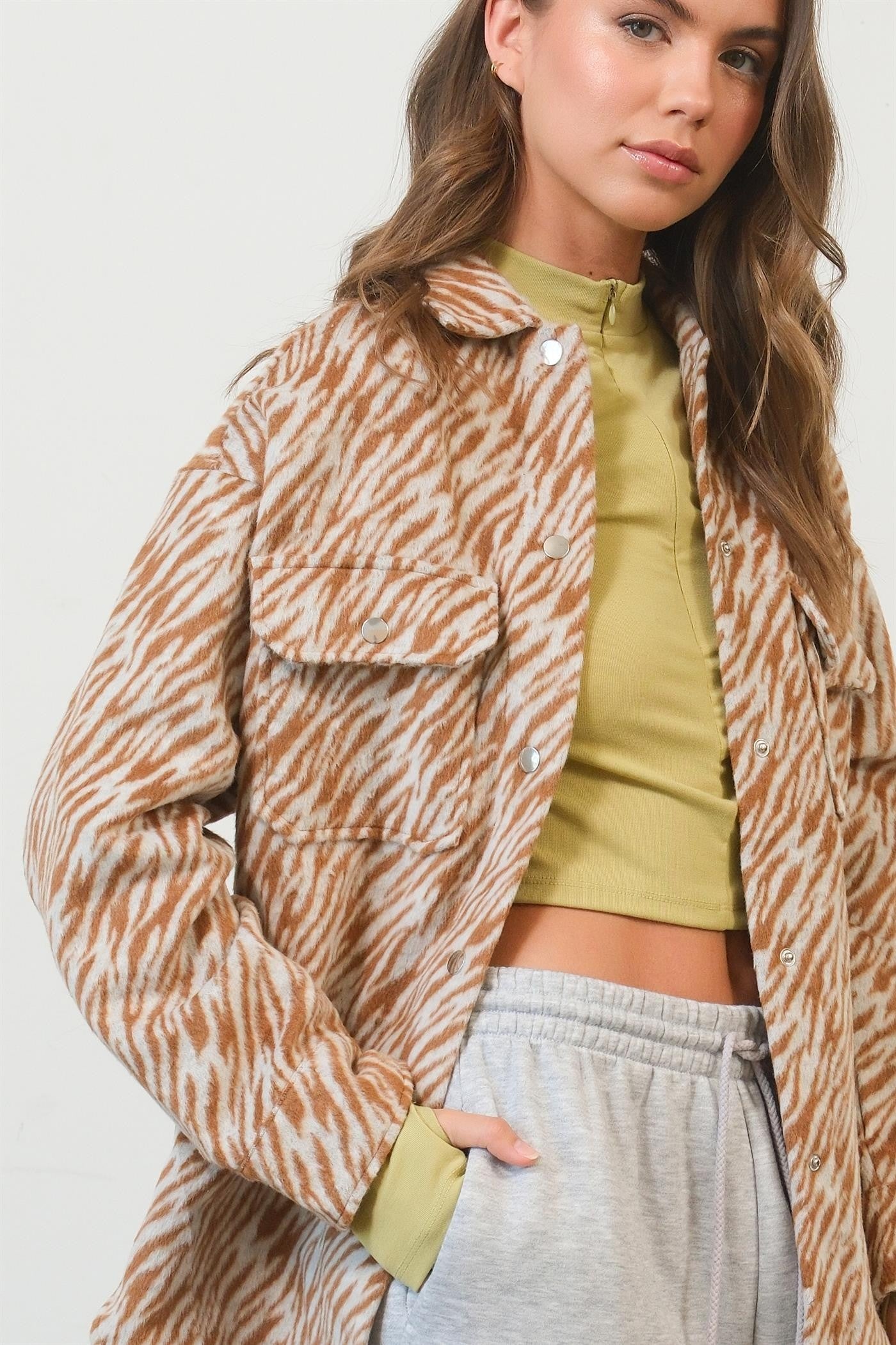 Mariola | Long-sleeved shirt with zebra pattern and press studs