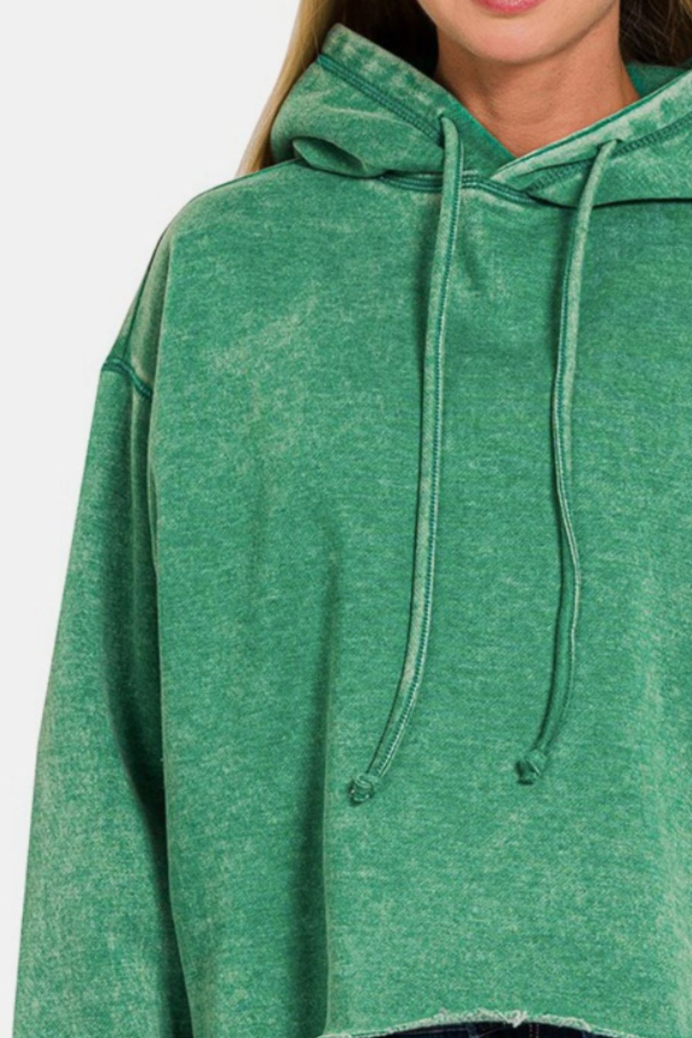 Hilda | Cropped acid wash fleece hoodie