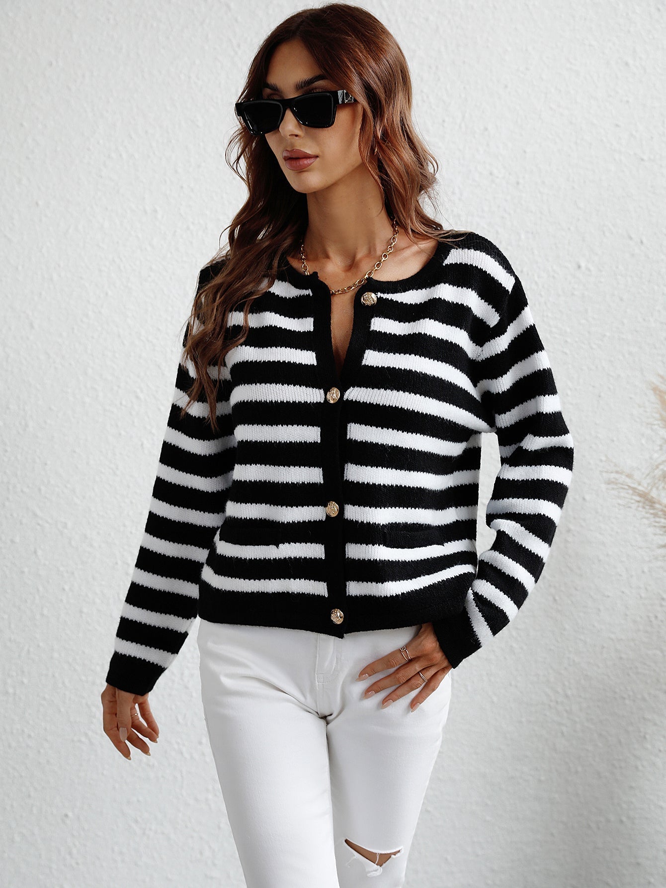 Luisa® | Women's striped button-down jacket