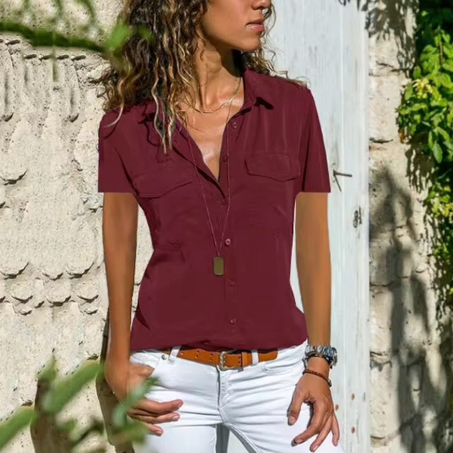 Kara® | Solid Color Short Sleeve Top