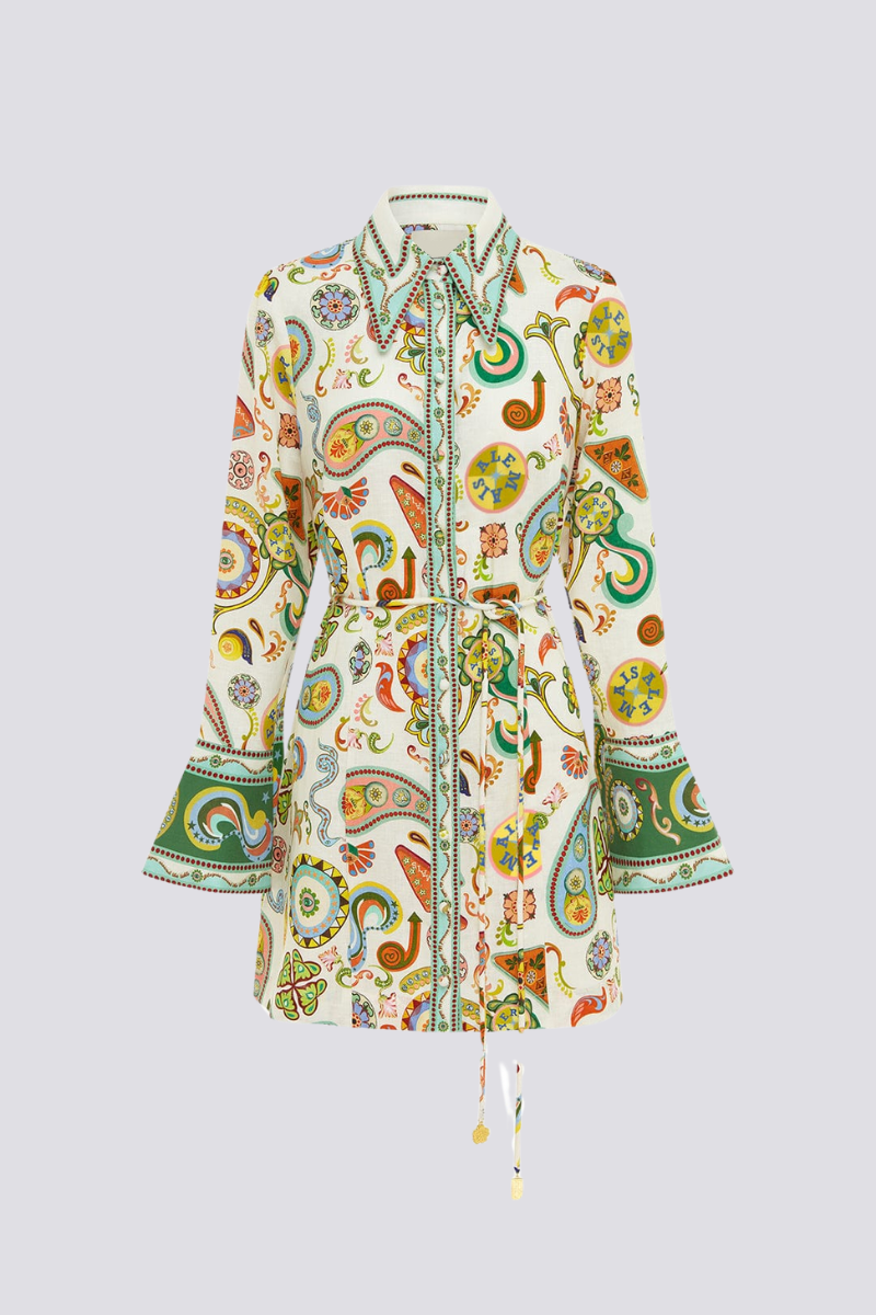 Zaida® | Long-Sleeved Paisley Mini Dress