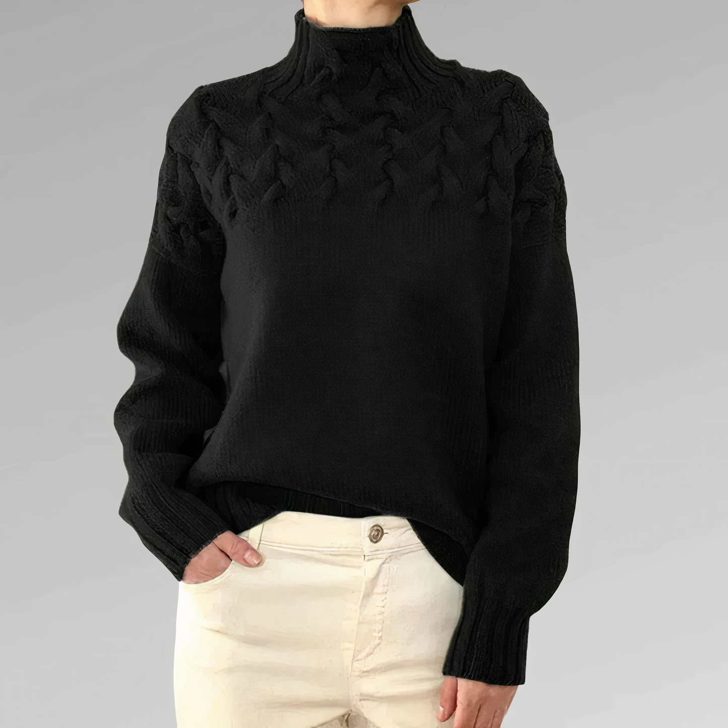 Ella® | Knitted sweater with cable pattern