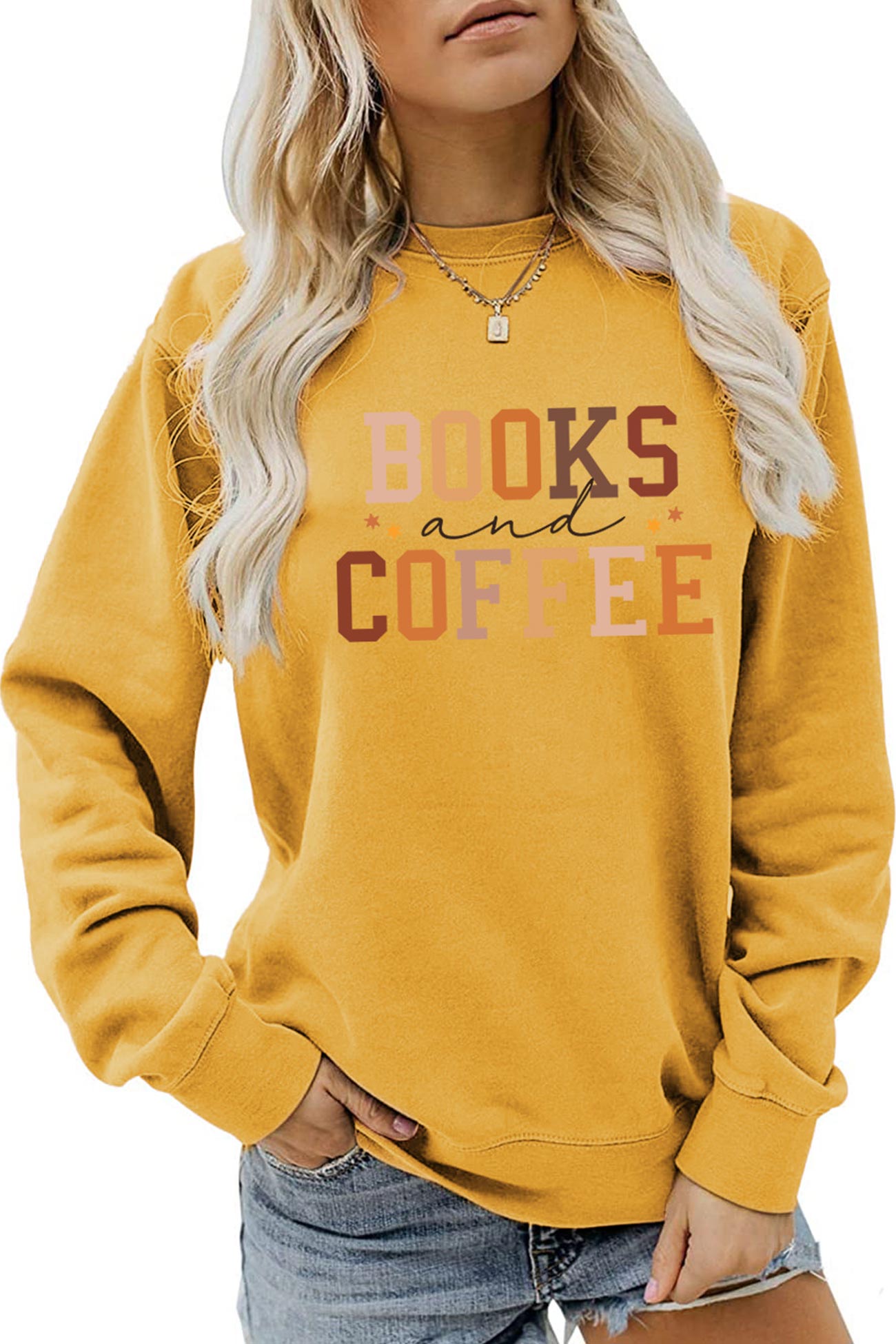 Alicia | Books Coffee Letters Printed Sweatshirts