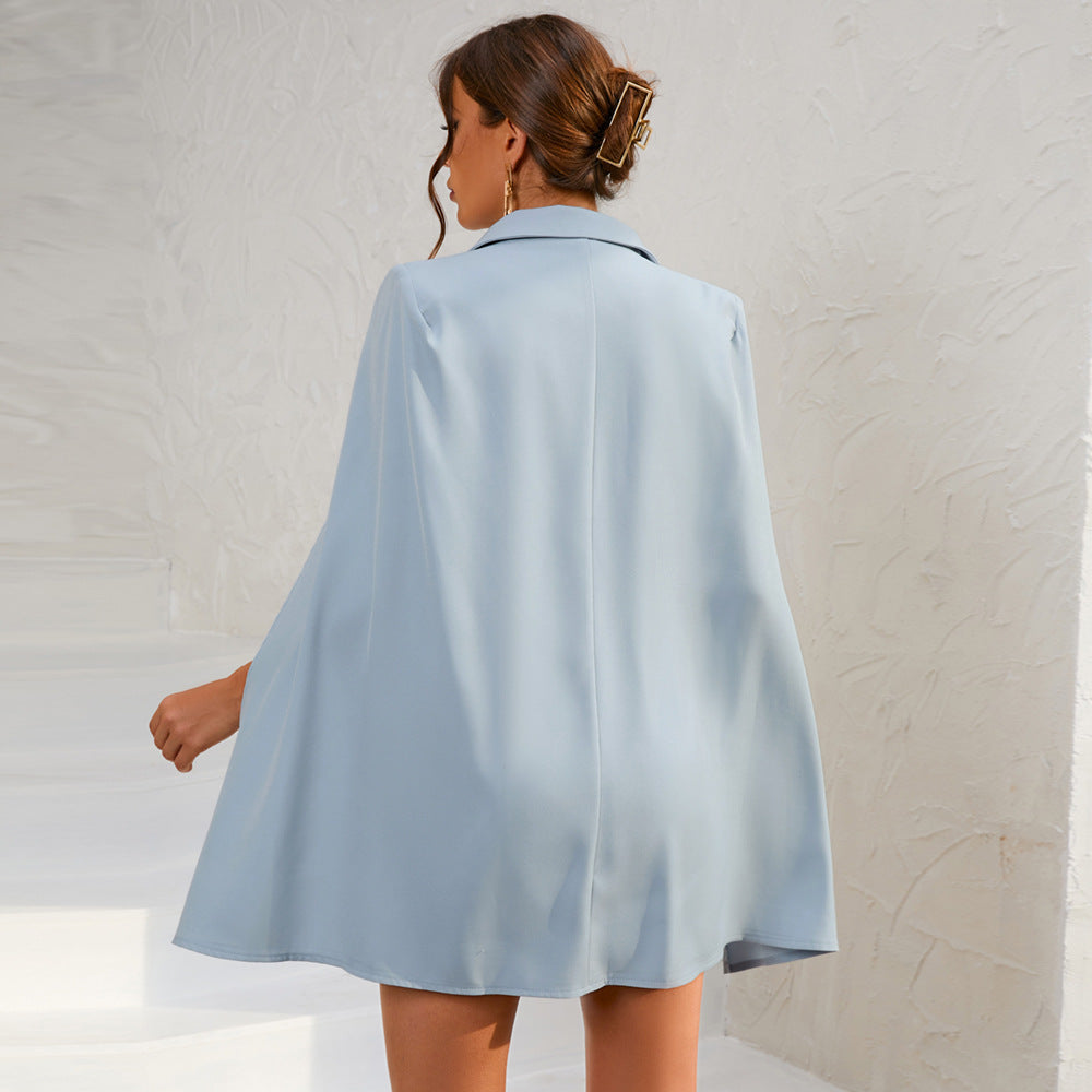 Daisy | Women’s Cape Blazer Mini Dress Gold Buttons