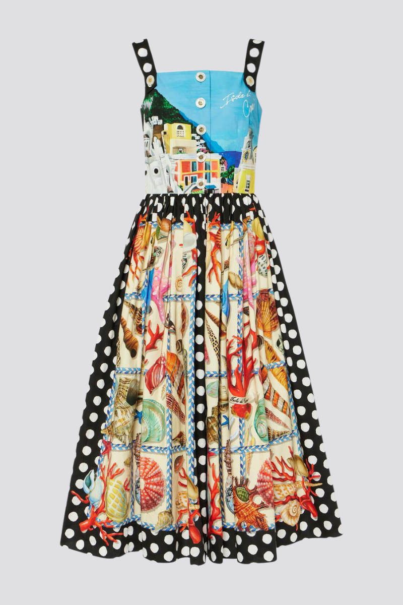 Rosario® | Polka Dot Square Neck Midi Dress