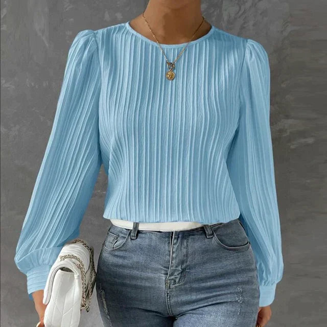 Carina® | Striped Blouse Round Neck Blouse