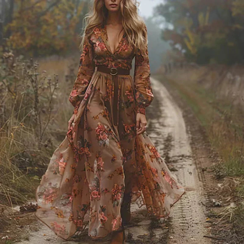 Bella | Women Boho Ruffled Maxi Dress
