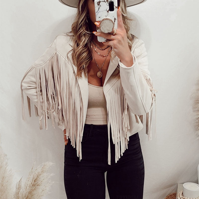 Elsbeth | Suede jacket with fringes