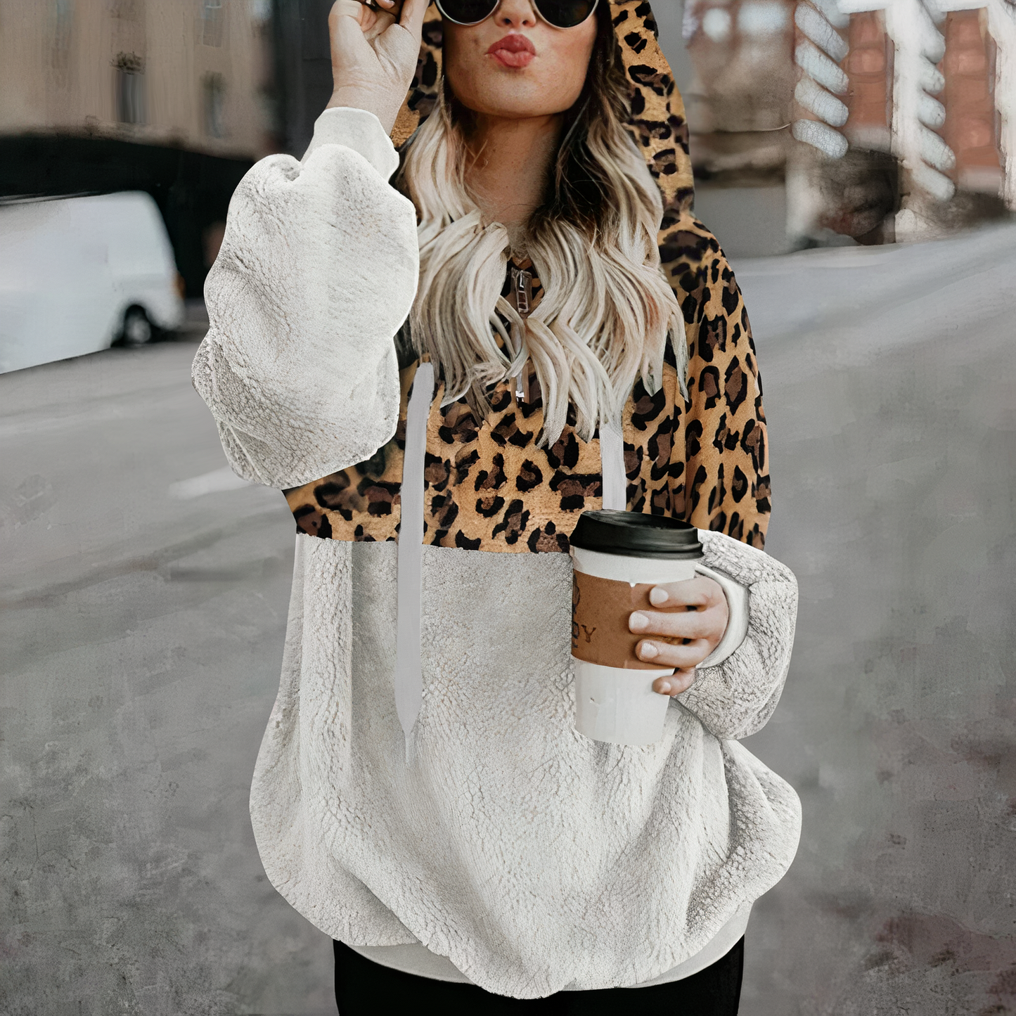 Erica® | Leopart printed plush hoodie