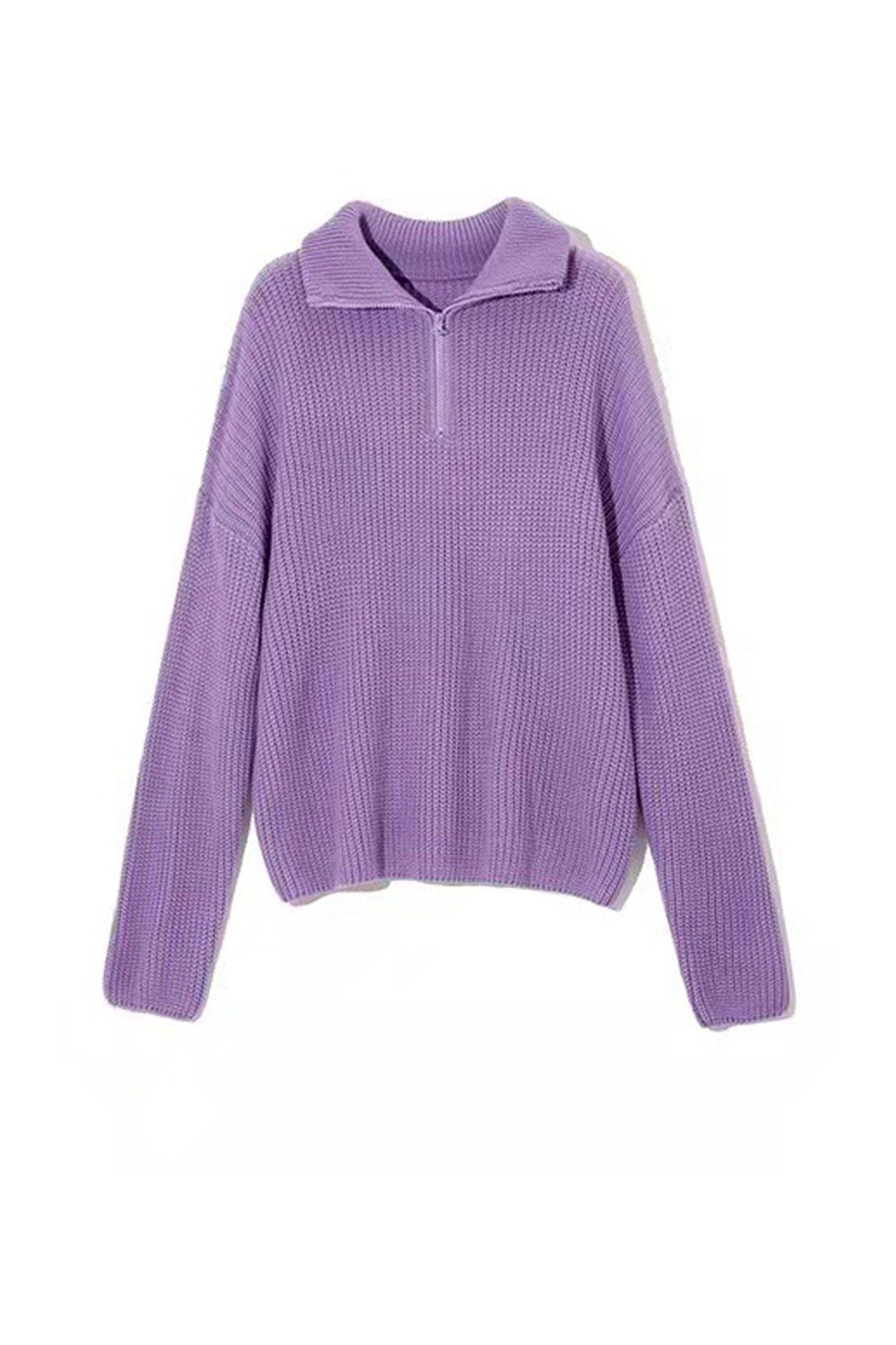 Daria | Pullover knit top with stand-up collar and zip