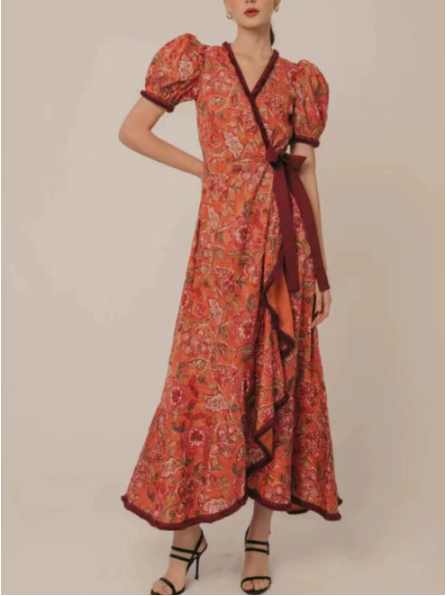 Nell | Elegant Pink Short Sleeve Maxi Dress - Flattering & Versatile