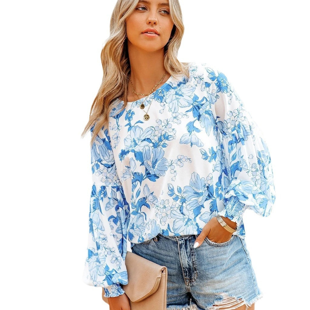 Maite® | Women'S Blouse With Voluminous Sleeves And Floral Design